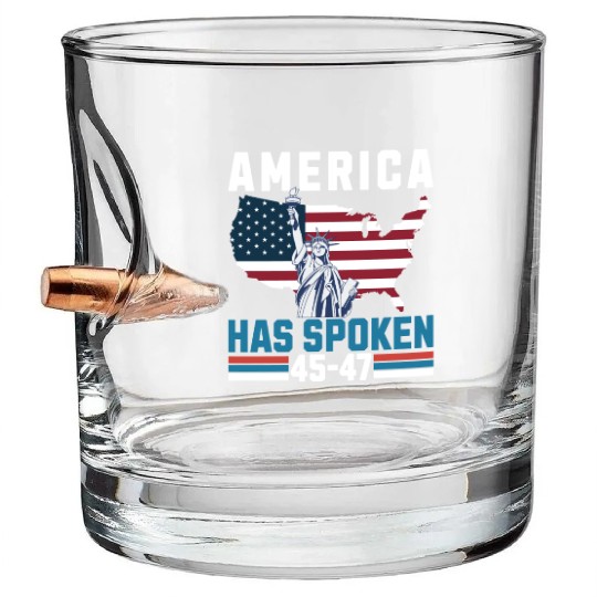 America Has Spoken 45-47 Election Victory 2024 USA Bullet Whiskey Glasses
