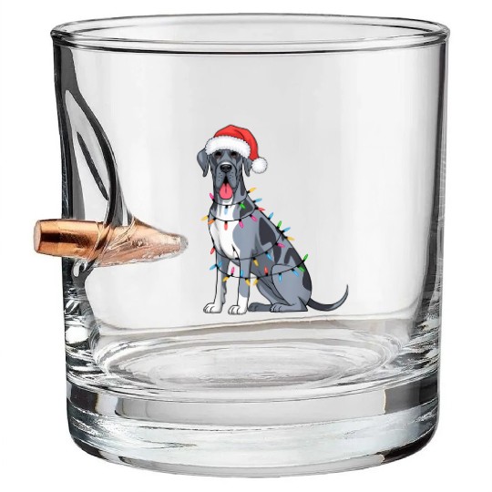 Great Dane Christmas Lights Xmas Dogs Gifts Bullet Whiskey Glasses