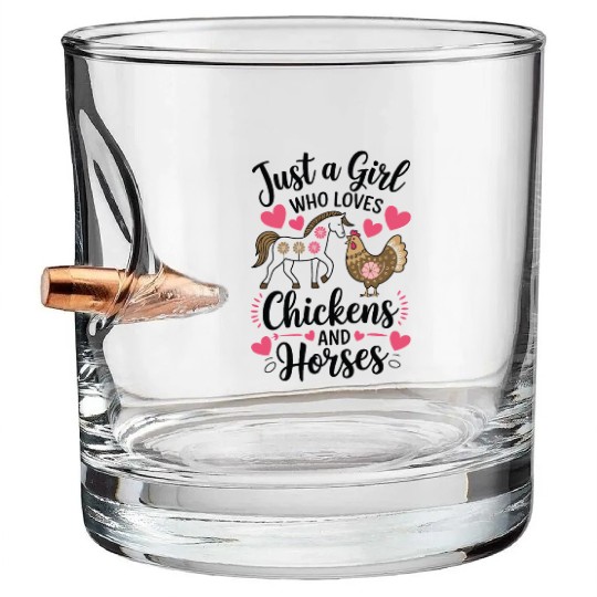 Just A Girl Who Loves Chickens Horse Lover Women Bullet Whiskey Glasses