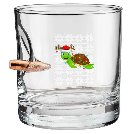 Sea Turtle Christmas Lights Bullet Whiskey Glasses