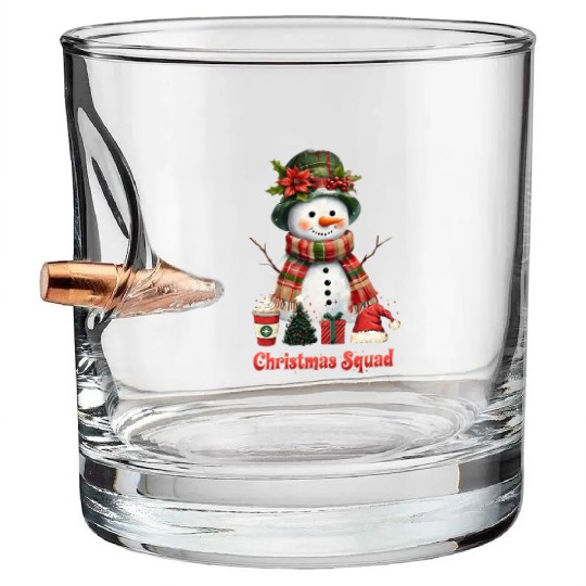 Snowman Christmas Family Gathering Bullet Whiskey Glasses