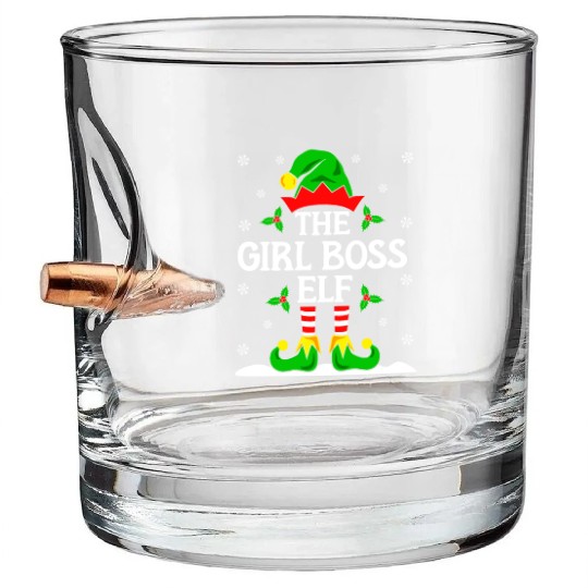 Girl Boss Elf Christmas Bullet Whiskey Glasses