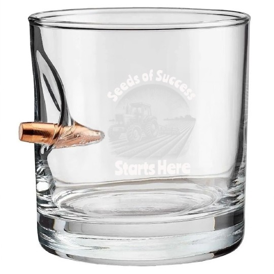 Seeds of Success Start Here - Motivational Farming Bullet Whiskey Glasses