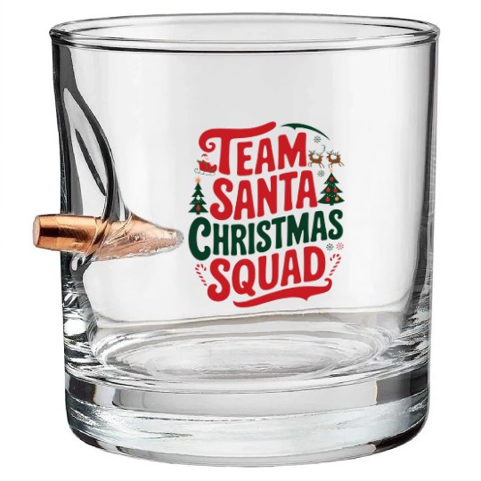 Team Santa Christmas Squad Festive Holiday party Bullet Whiskey Glasses