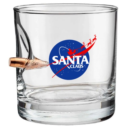 Santa claus funny parody nasa Bullet Whiskey Glasses