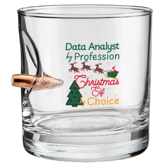 Data Analyst Christmas Xmas Elf Data Science Bullet Whiskey Glasses