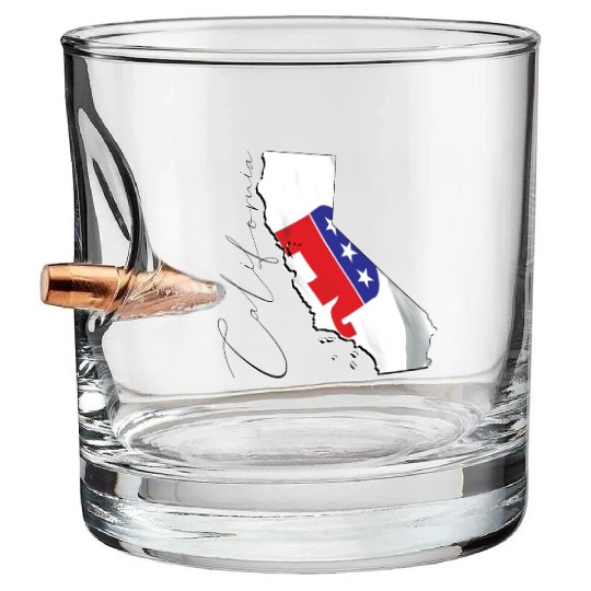 Republican Flag in California State Map CA Bullet Whiskey Glasses