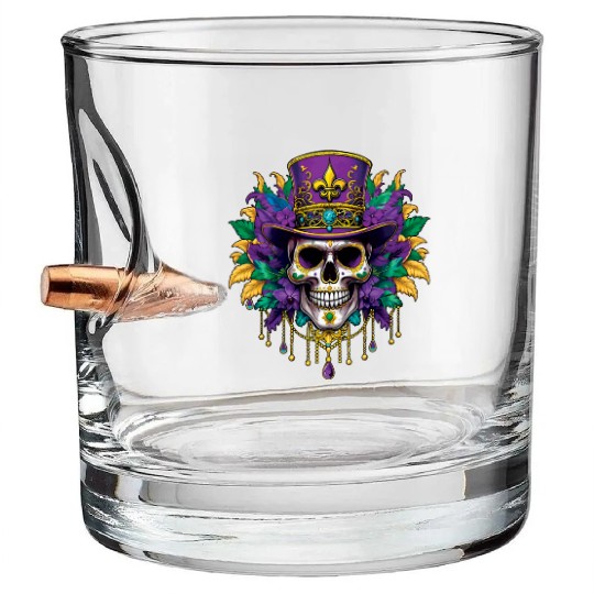 Sugarskull Muertos Festival Parade Mardi Gras Bullet Whiskey Glasses