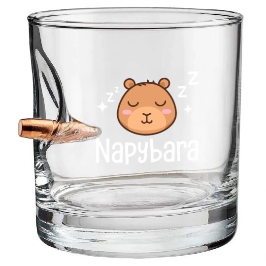 Napybara Sleepy Cute Capybara Sleeping Nap Lover Bullet Whiskey Glasses