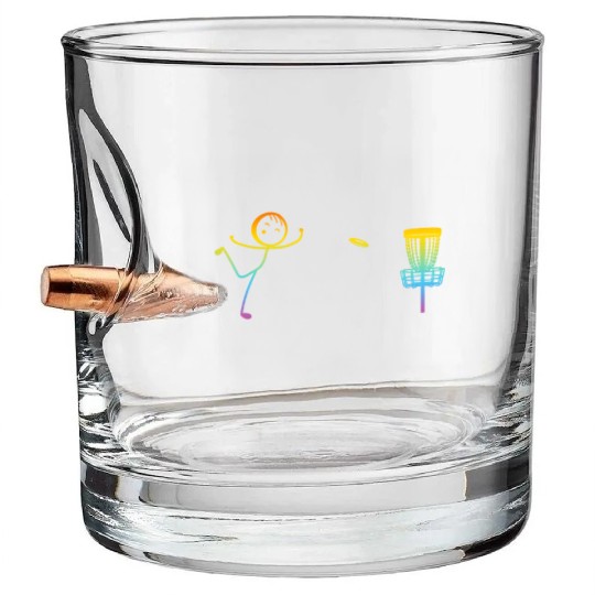 Disc Golfing Funny Disc Golf Stick Figure Bullet Whiskey Glasses