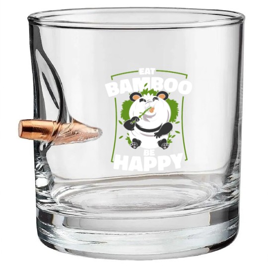 Eat Bamboo Be Happy Panda Bear Friend Lover Giant Bullet Whiskey Glasses