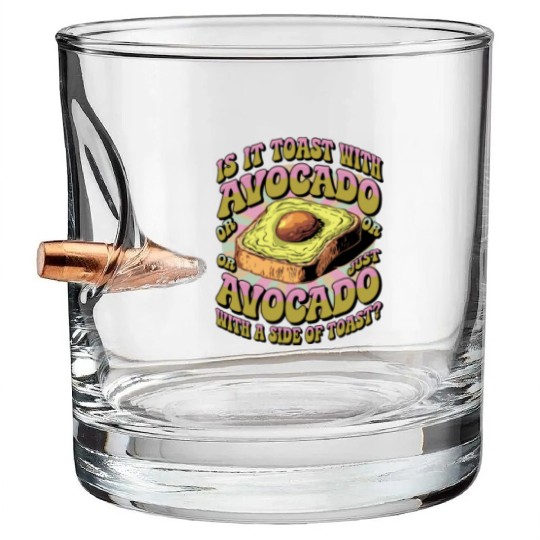 Retro Avocado Toast Question Bullet Whiskey Glasses