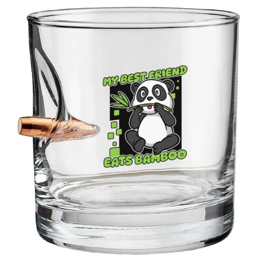 My Best Friend Eats Bamboo Panda Bear Friend Bullet Whiskey Glasses