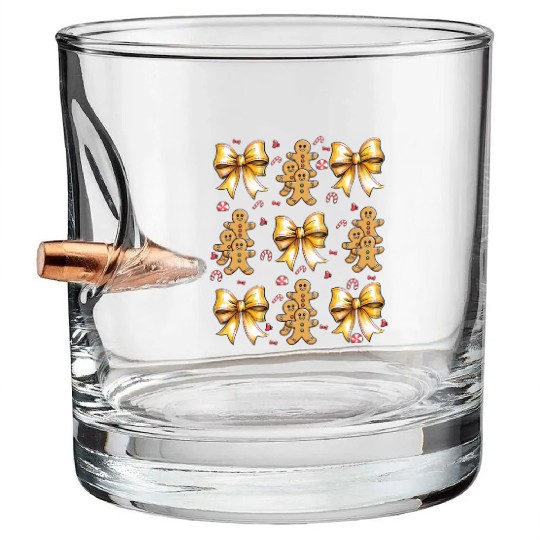 Merry Christmas, Christmas Bow, Tree Christmas Bullet Whiskey Glasses