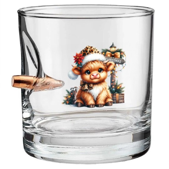 Christmas Merry Christmas For Gift Highland Cow Bullet Whiskey Glasses