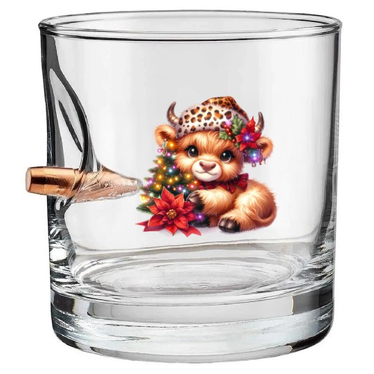 Christmas Merry Christmas For Gift Highland Cow Bullet Whiskey Glasses