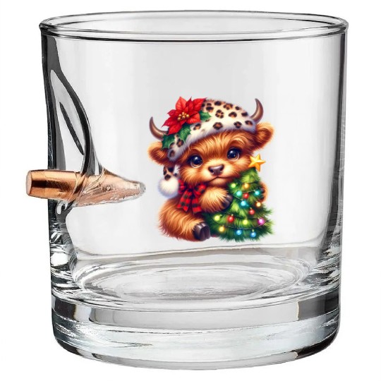 Christmas Merry Christmas For Gift Highland Cow Bullet Whiskey Glasses