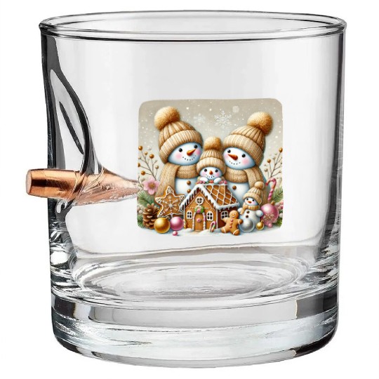 Snowman Christmas, Merry Christmas Bullet Whiskey Glasses