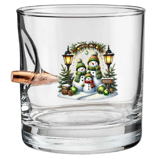 Snowman Christmas, Merry Christmas Bullet Whiskey Glasses