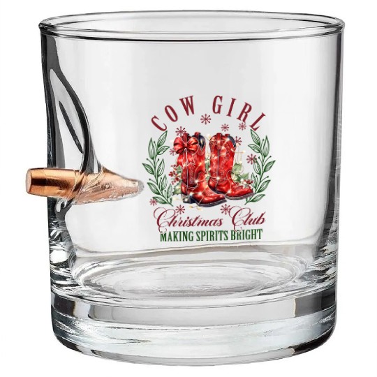 COW GIRL, Merry Christmas Bullet Whiskey Glasses