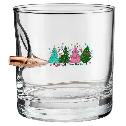 Christmas Tree, Merry Christmas Bullet Whiskey Glasses