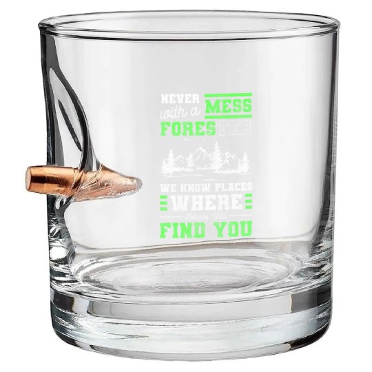 Forest Worker Task Trees Bullet Whiskey Glasses