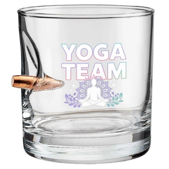 Meditative Lifestyle Yoga Enthusiasts Icon Design Bullet Whiskey Glasses