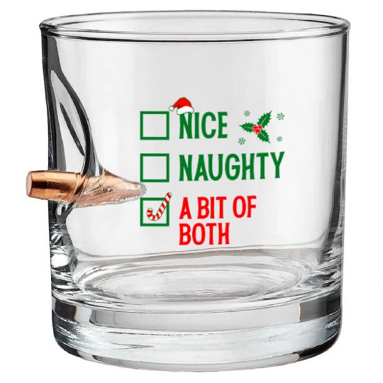 Nice, Naughty, or Both Christmas Bullet Whiskey Glasses