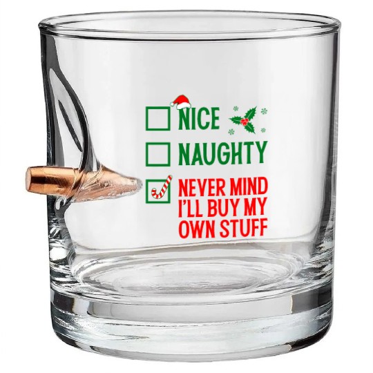 Nice Naughty Funny Holiday Bullet Whiskey Glasses