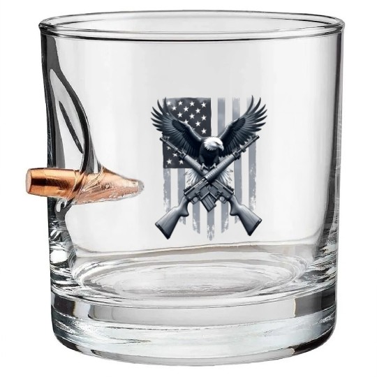 US Flag with Eagle Bullet Whiskey Glasses