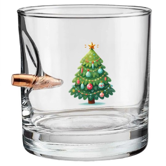 Tree Christmas, Merry Christmas Bullet Whiskey Glasses
