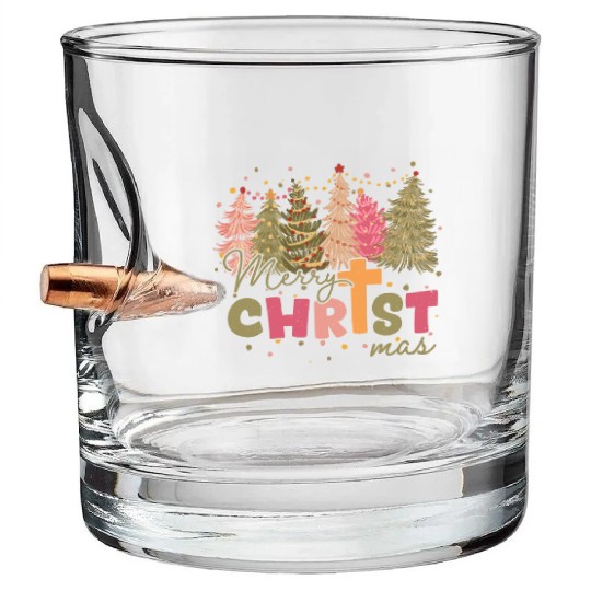 Merry Christmas, Christmas Tree Bullet Whiskey Glasses