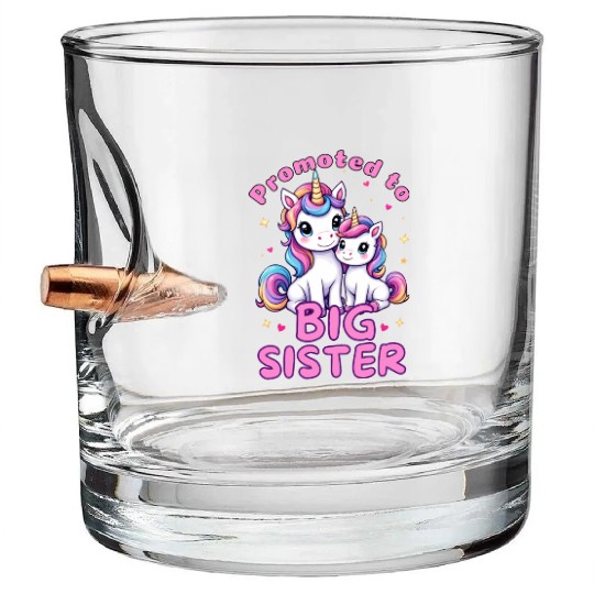 Promoted to Big Sister - Unicorn lover Bullet Whiskey Glasses