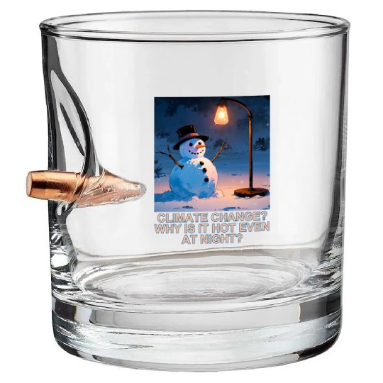 Frosty Snowman Under Street Lights Christmas Bullet Whiskey Glasses
