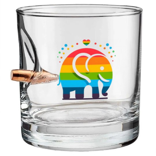 Rainbow Elephant Bullet Whiskey Glasses