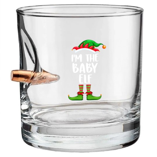 I'm The Baby Elf Bullet Whiskey Glasses Matching Family Christmas