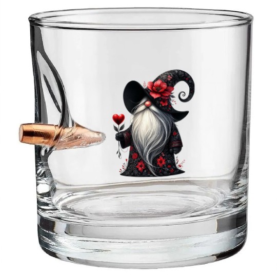 Black Gnomes Valentines Day Bullet Whiskey Glasses
