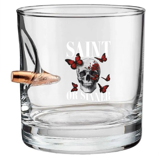 Cool Butterfly Skull Bullet Whiskey Glasses
