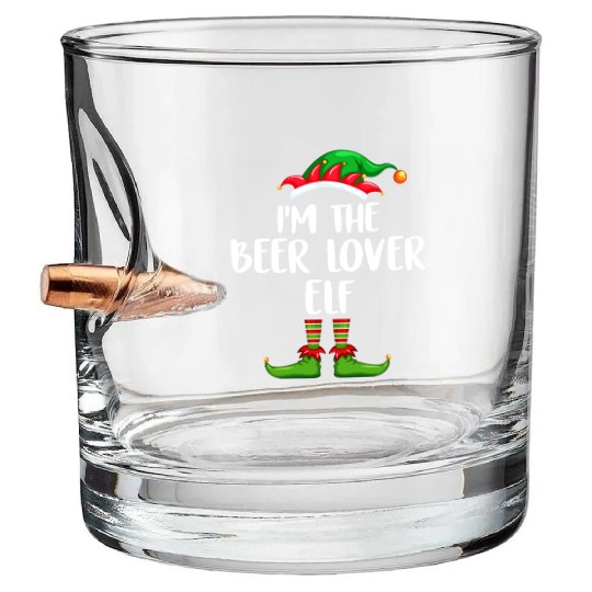I'm The Beer Lover Elf Bullet Whiskey Glasses Matching Family
