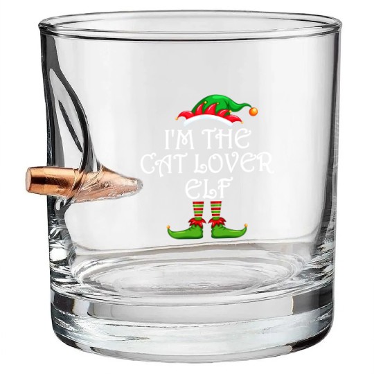 I'm The Cat Lover Elf Bullet Whiskey Glasses Matching Family