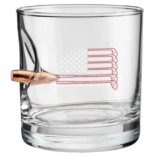 Patriotic Golf - USA Flag Golf Clubs & Golf Balls Bullet Whiskey Glasses