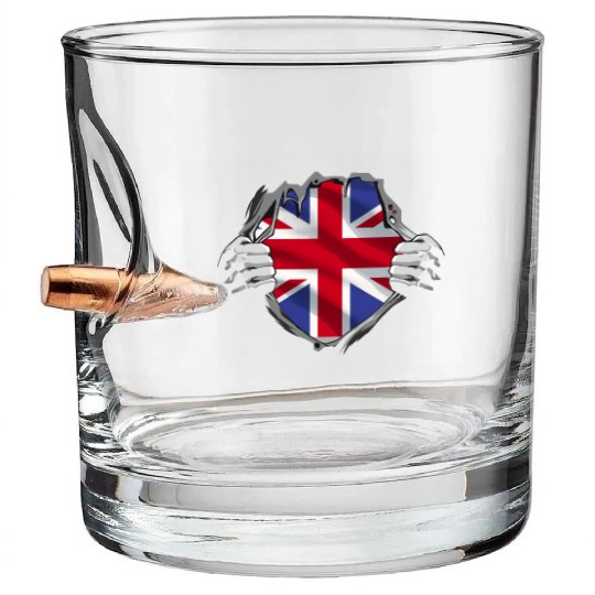 Union Jack Ripped Style UK Pride Bullet Whiskey Glasses
