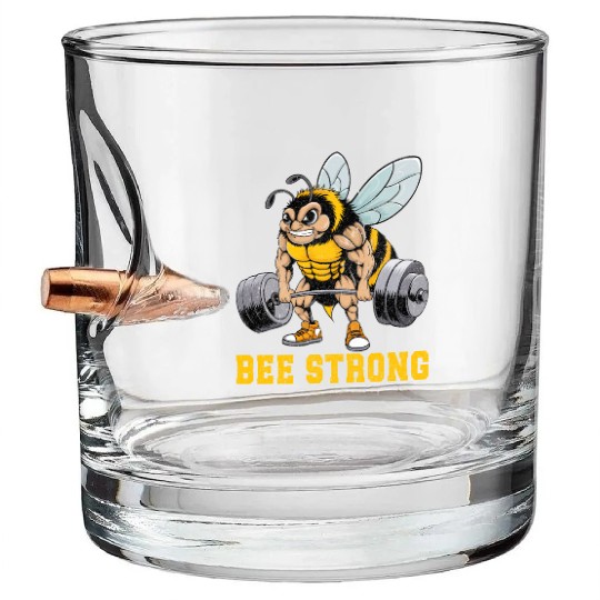 Bee Strong Gym Fitness Bodybuilding Bullet Whiskey Glasses