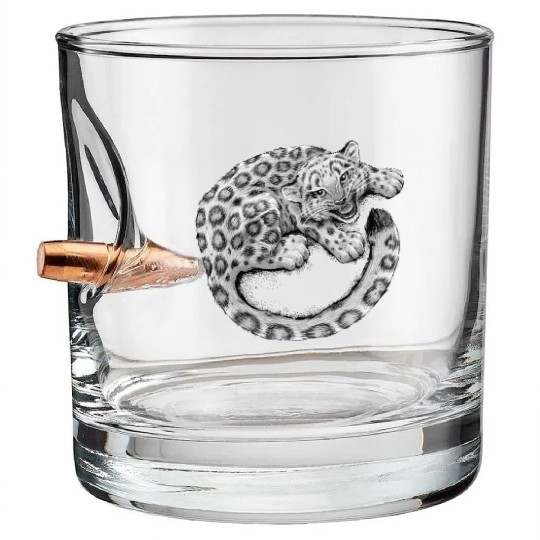 Snow Leopard Cub Bullet Whiskey Glasses