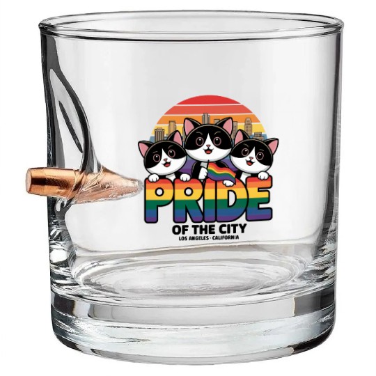 Pride of Los Angeles City California USA Bullet Whiskey Glasses