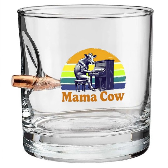Mama Cow Playing Piano Retro Design Bullet Whiskey Glasses