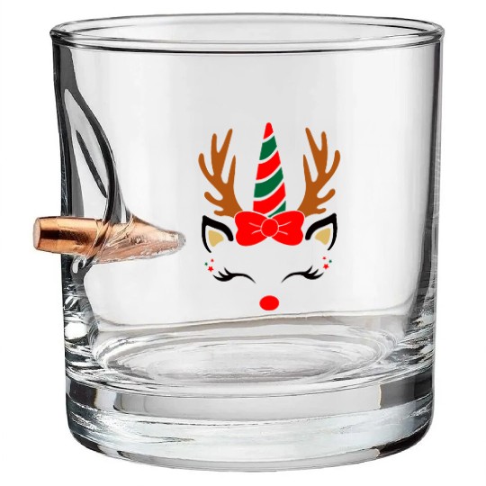 Reindeer unicorn, Christmas Bullet Whiskey Glasses