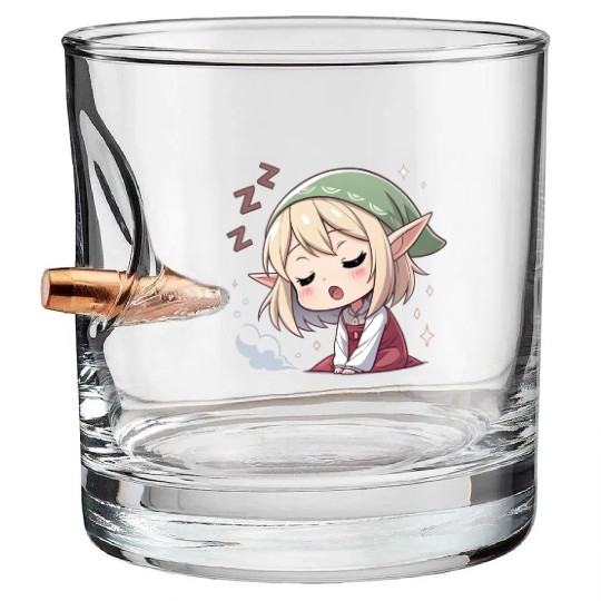 Sleepy Sprite: Cute Elf Napping So Lovingly Bullet Whiskey Glasses