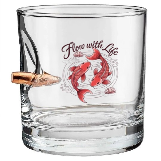 Koi Fish Flow With Life Bullet Whiskey Glasses