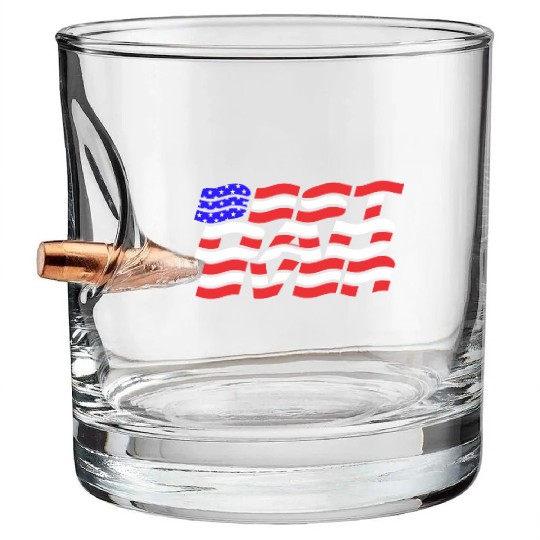 Best Dad Ever US Flag Bullet Whiskey Glasses